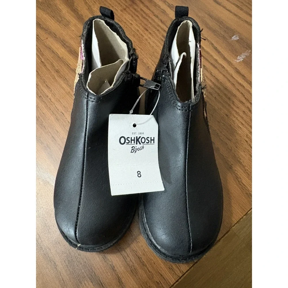 Oshkosh Girl Boots Size 8 Black With Star Design. New With Tag. No Box.